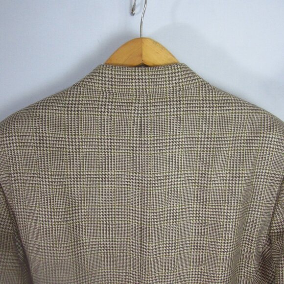 Brooks Brothers Madison 45R Beige Houndstooth 100% Silk LS Sport Coat Blazer - Picture 15 of 16